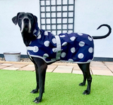 Navy and Grey Spotty Waterproof Dog Coat