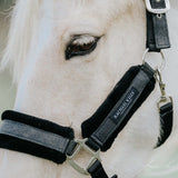 Black Sparkly Fleece Lined Headcollar and Leadrope Set